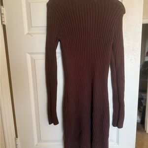 Hollister Chocolate Long Sleeve Ribbed Dress
